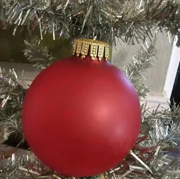 Other - Vintage LOT OF 8 KREBS Glass Christmas Satin  Ornaments - Red Ruby Matte